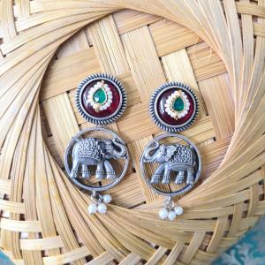 Elephant Red Fusion Earring