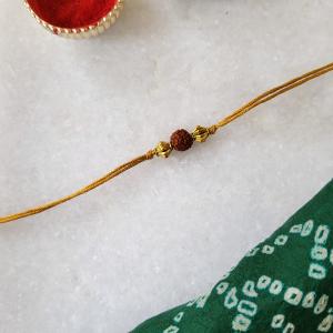 Mustard Yellow Rudraksh Rakhi
