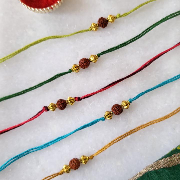 Simple Green Rudraksh Rakhi