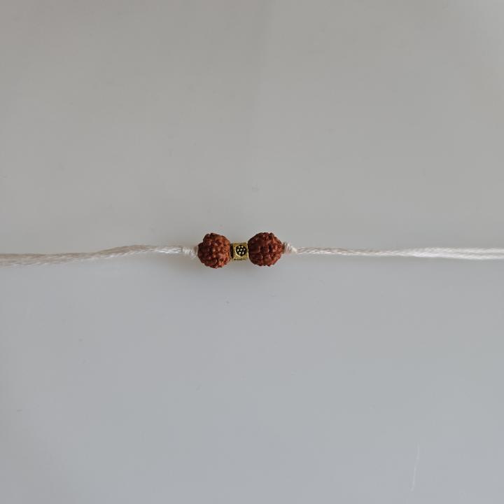 Double Rudraksh White Rakhi