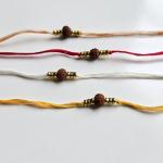 Minimal White Rudraksh Rakhi