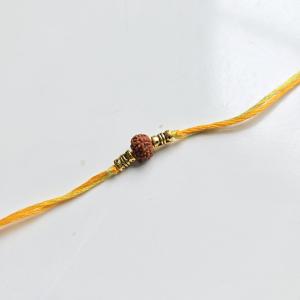Minimal Yellow Rudraksh Rakhi