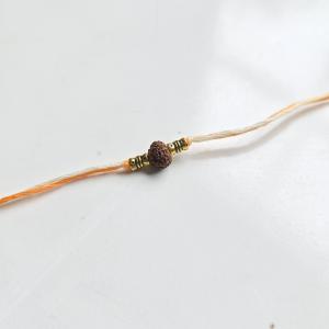 Minimal Orange Rudraksh Rakhi