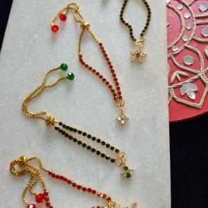 Bracelet style green Bhabhi rakhi