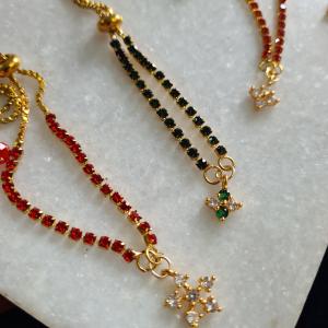 Bracelet style red Bhabhi rakhi