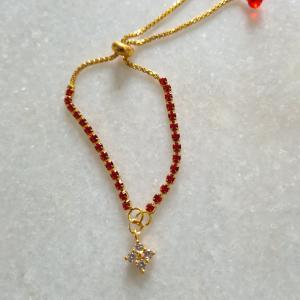 Bracelet style red Bhabhi rakhi