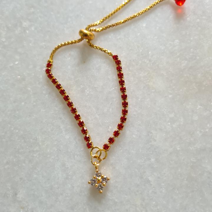 Bracelet style red Bhabhi rakhi