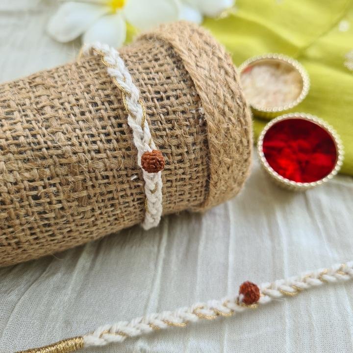 White Rudraksh Rakhi