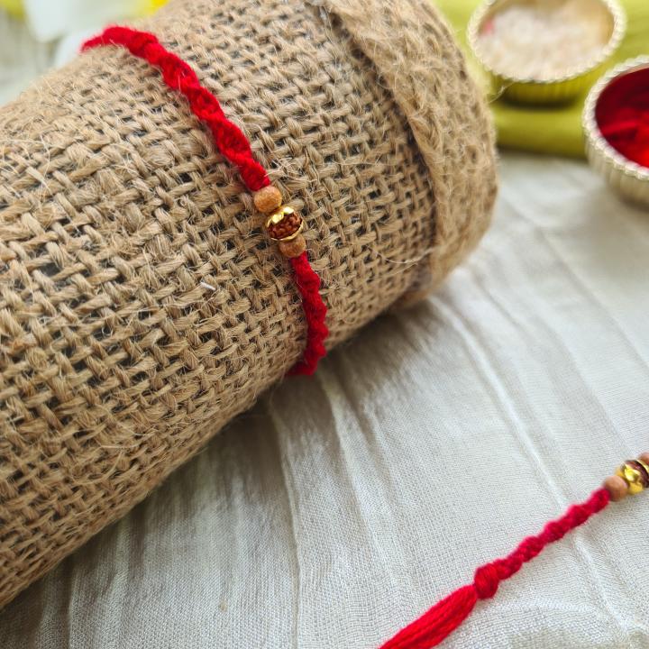Rudraksh Rakhi With Sandal Wood bead 1