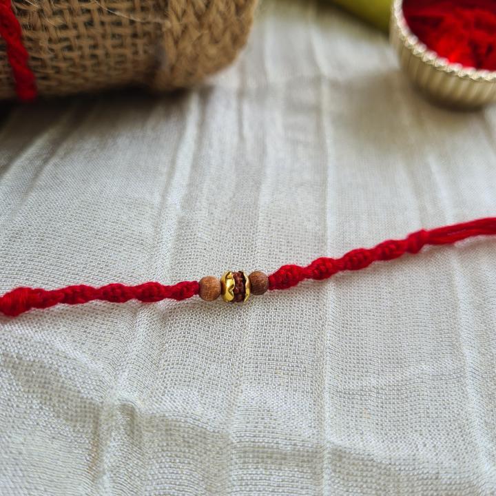 Rudraksh Rakhi With Sandal Wood bead 1