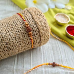 Rudraksh Rakhi with sandal wood beads 2
