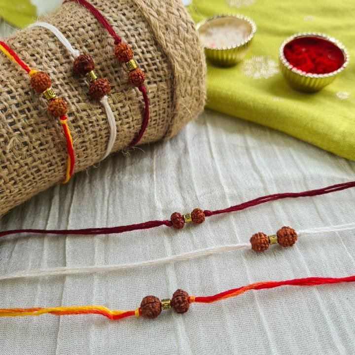 Double Rudraksh Maroon Rakhi