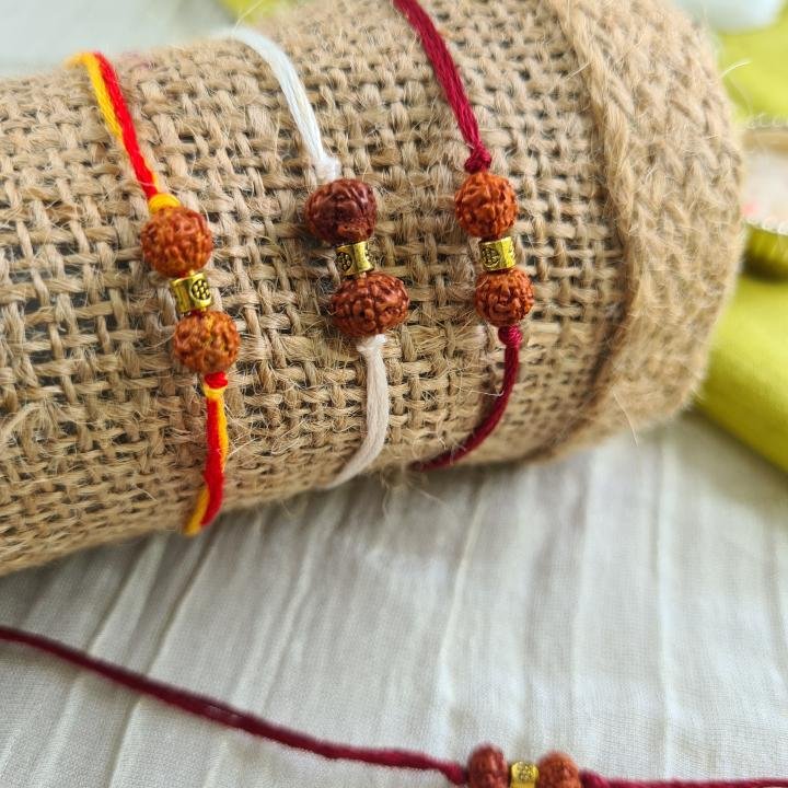 Double Rudraksh Maroon Rakhi