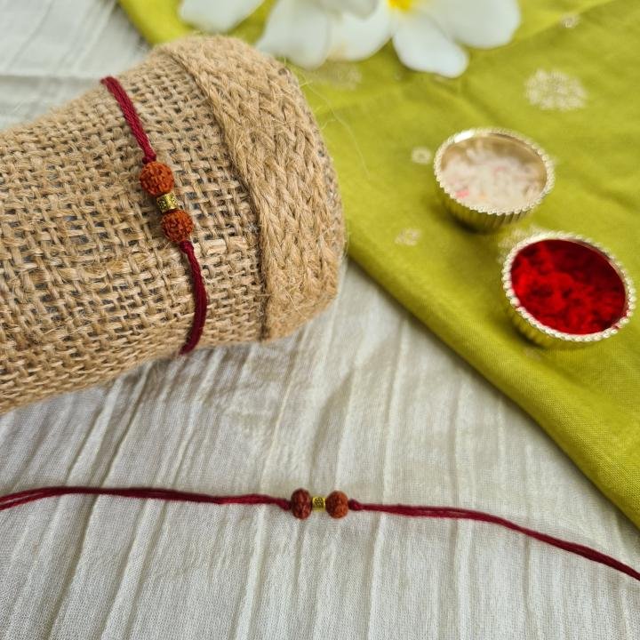 Double Rudraksh Maroon Rakhi