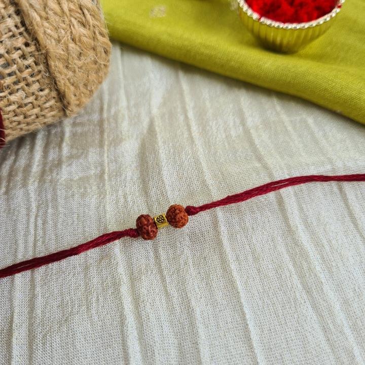 Double Rudraksh Maroon Rakhi