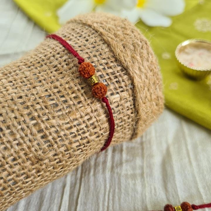 Double Rudraksh Maroon Rakhi