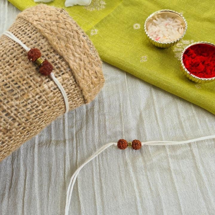 Double Rudraksh White Rakhi