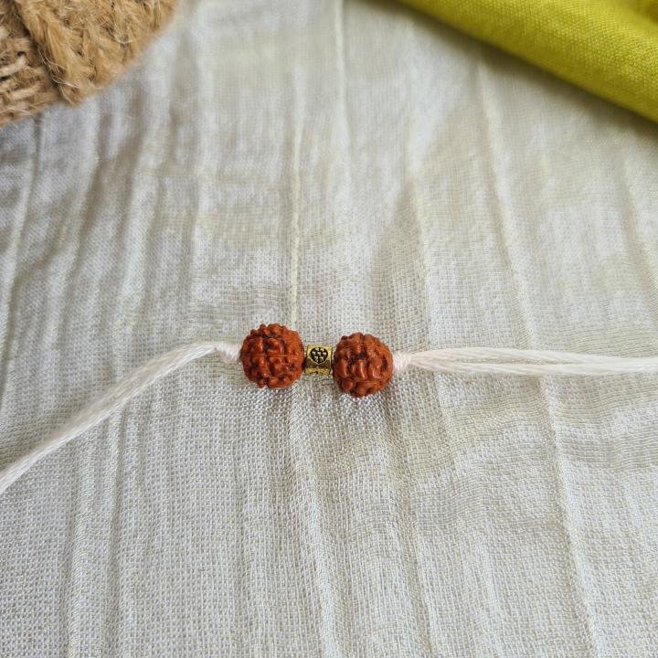 Double Rudraksh White Rakhi
