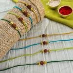 Mustard Yellow Rudraksh Rakhi