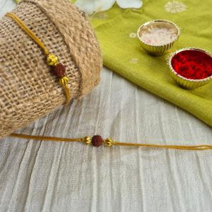 Mustard Yellow Rudraksh Rakhi