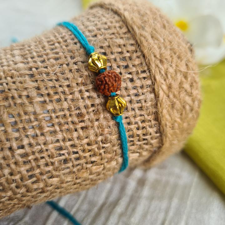 Teal Blue  Rudraksh Rakhi