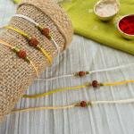 Minimal White Rudraksh Rakhi