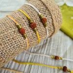 Minimal White Rudraksh Rakhi