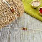 Minimal White Rudraksh Rakhi