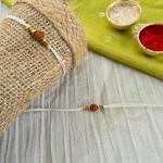 Minimal White Rudraksh Rakhi